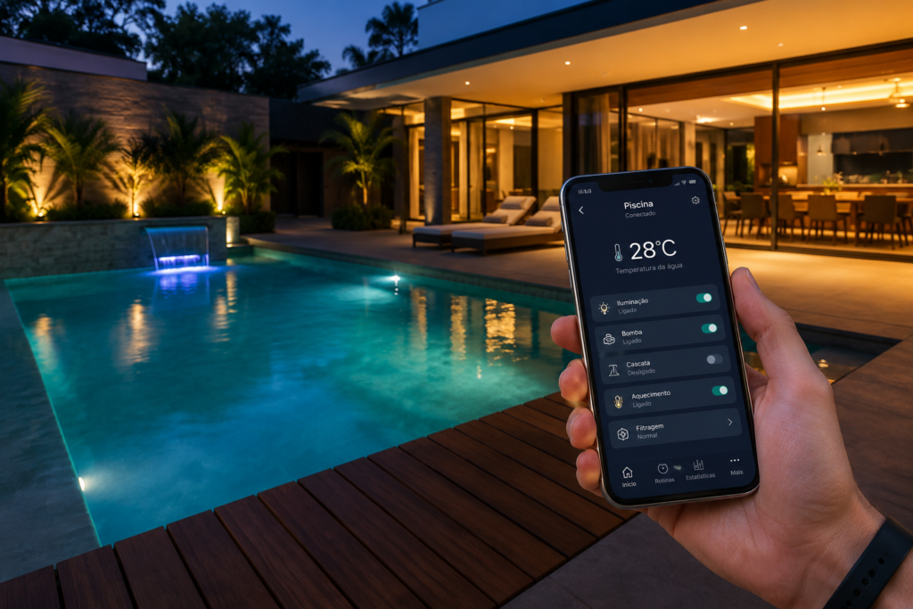 Automação de Piscina: o que é, como funciona e o que você passa a controlar pelo celular