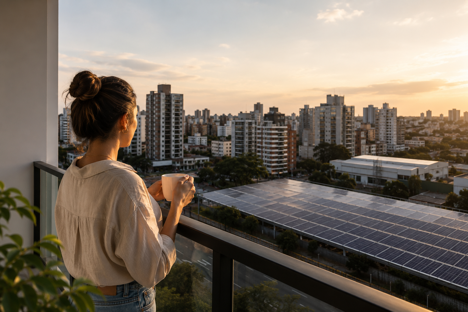 Quem mora em apartamento não pode instalar painéis solares. A geração compartilhada resolve isso: você recebe créditos de uma usina solar sem instalar nada. Entenda como funciona.