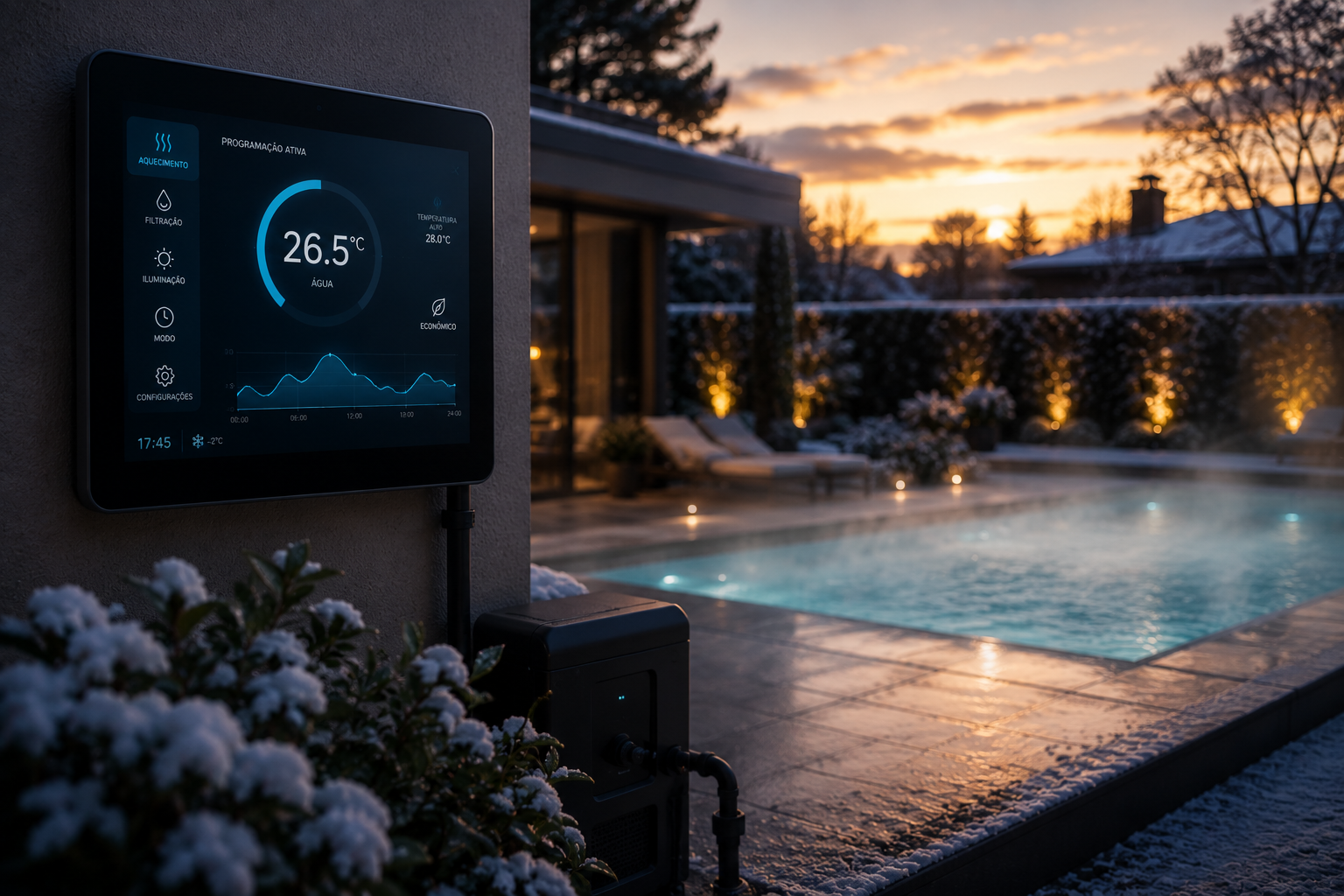 Automação de Piscina no Inverno: como programar o aquecimento para gastar menos