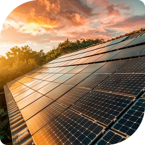 solar panel roof with sun setting it 1